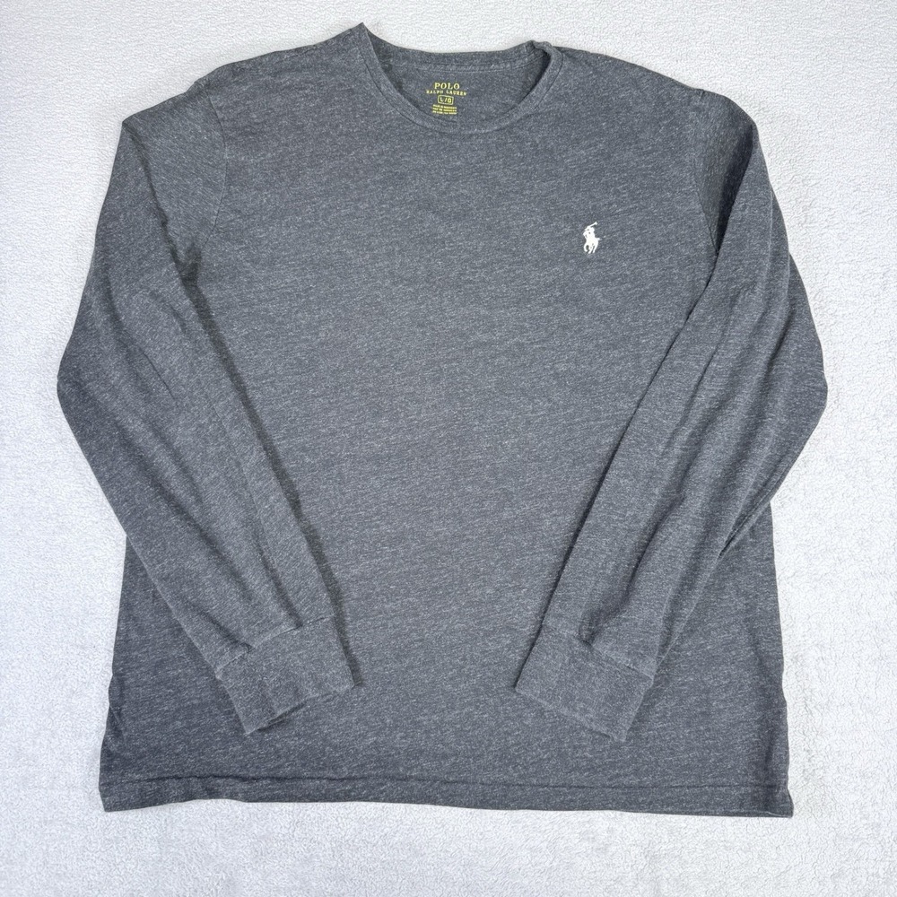 Polo Ralph Lauren Shirt Mens Large Long Sleeve Tee Crew Neck Pullover Gray
